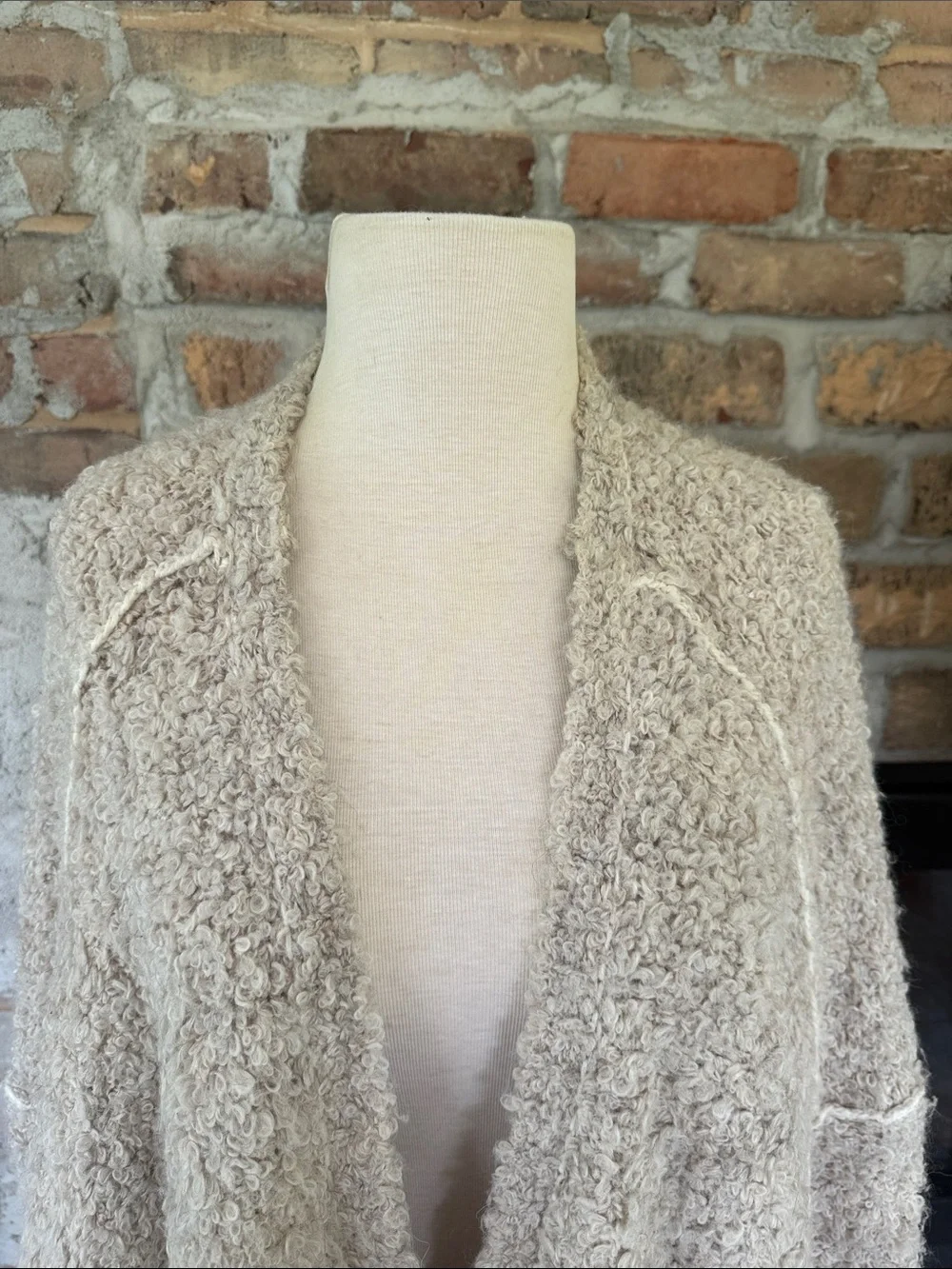 Free People Cream Bouclé Open-Front Shacket